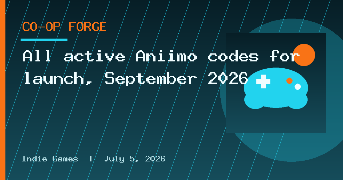 All active Aniimo codes for launch, September 2026